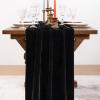 imageSocomi 2pcs Black Velvet Table Runner Christmas Cloth Decor 20 x 120 Inches 10ft Fabric Luxurious Thanksgiving Wedding Runner for New Year Bridal ShowerBlack