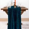 imageSocomi 2pcs Black Velvet Table Runner Christmas Cloth Decor 20 x 120 Inches 10ft Fabric Luxurious Thanksgiving Wedding Runner for New Year Bridal ShowerPeacock