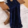 imageSocomi 2pcs Black Velvet Table Runner Christmas Cloth Decor 20 x 120 Inches 10ft Fabric Luxurious Thanksgiving Wedding Runner for New Year Bridal ShowerNavy