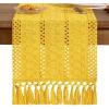 imageSocomi Boho Table Runner Macrame Fall Thanksgiving Farmhouse Woven Cotton Linen Rustic Coffee Table Runner with Tassels for Small Dresser Scarf Home Decor Dining Room 12x72 inch ChampagneYellow Gold