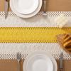 imageSocomi Boho Table Runner Macrame Fall Thanksgiving Farmhouse Woven Cotton Linen Rustic Coffee Table Runner with Tassels for Small Dresser Scarf Home Decor Dining Room 12x72 inch ChampagneYellow  Ivory