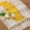 imageSocomi Boho Table Runner Macrame Fall Thanksgiving Farmhouse Woven Cotton Linen Rustic Coffee Table Runner with Tassels for Small Dresser Scarf Home Decor Dining Room 12x72 inch ChampagneYellow  Ivory
