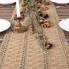 imageSocomi Boho Table Runner Macrame Fall Thanksgiving Farmhouse Woven Cotton Linen Rustic Coffee Table Runner with Tassels for Small Dresser Scarf Home Decor Dining Room 12x72 inch ChampagneBurlap Brown