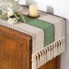imageSocomi Boho Table Runner Macrame Fall Thanksgiving Farmhouse Woven Cotton Linen Rustic Coffee Table Runner with Tassels for Small Dresser Scarf Home Decor Dining Room 12x72 inch ChampagneSage  Ivory