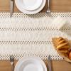 imageSocomi Boho Table Runner Macrame Fall Thanksgiving Farmhouse Woven Cotton Linen Rustic Coffee Table Runner with Tassels for Small Dresser Scarf Home Decor Dining Room 12x72 inch ChampagneCream