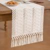 imageSocomi Boho Table Runner Macrame Fall Thanksgiving Farmhouse Woven Cotton Linen Rustic Coffee Table Runner with Tassels for Small Dresser Scarf Home Decor Dining Room 12x72 inch ChampagneCream