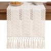 imageSocomi Boho Table Runner Macrame Fall Thanksgiving Farmhouse Woven Cotton Linen Rustic Coffee Table Runner with Tassels for Small Dresser Scarf Home Decor Dining Room 12x72 inch ChampagneCream