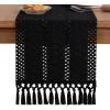 imageSocomi Boho Table Runner Macrame Fall Thanksgiving Farmhouse Woven Cotton Linen Rustic Coffee Table Runner with Tassels for Small Dresser Scarf Home Decor Dining Room 12x72 inch ChampagneBlack