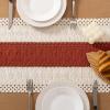 imageSocomi Boho Table Runner Macrame Fall Thanksgiving Farmhouse Woven Cotton Linen Rustic Coffee Table Runner with Tassels for Small Dresser Scarf Home Decor Dining Room 12x72 inch ChampagneTerracotta  Ivory