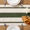 imageSocomi Boho Table Runner Macrame Fall Thanksgiving Farmhouse Woven Cotton Linen Rustic Coffee Table Runner with Tassels for Small Dresser Scarf Home Decor Dining Room 12x72 inch ChampagneOlive Green  Ivory