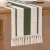 imageSocomi Boho Table Runner Macrame Fall Thanksgiving Farmhouse Woven Cotton Linen Rustic Coffee Table Runner with Tassels for Small Dresser Scarf Home Decor Dining Room 12x72 inch ChampagneOlive Green  Ivory