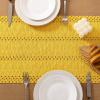 imageSocomi Boho Table Runner Macrame Fall Thanksgiving Farmhouse Woven Cotton Linen Rustic Coffee Table Runner with Tassels for Small Dresser Scarf Home Decor Dining Room 12x72 inch ChampagneYellow Gold