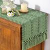 imageSocomi Boho Table Runner Macrame Fall Thanksgiving Farmhouse Woven Cotton Linen Rustic Coffee Table Runner with Tassels for Small Dresser Scarf Home Decor Dining Room 12x72 inch ChampagneSage