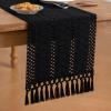 imageSocomi Boho Table Runner Macrame Fall Thanksgiving Farmhouse Woven Cotton Linen Rustic Coffee Table Runner with Tassels for Small Dresser Scarf Home Decor Dining Room 12x72 inch ChampagneBlack