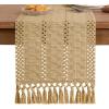 imageSocomi Boho Table Runner Macrame Fall Thanksgiving Farmhouse Woven Cotton Linen Rustic Coffee Table Runner with Tassels for Small Dresser Scarf Home Decor Dining Room 12x72 inch ChampagneChampagne