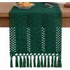 imageSocomi Boho Table Runner Macrame Fall Thanksgiving Farmhouse Woven Cotton Linen Rustic Coffee Table Runner with Tassels for Small Dresser Scarf Home Decor Dining Room 12x72 inch ChampagneEmerald Green