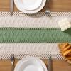 imageSocomi Boho Table Runner Macrame Fall Thanksgiving Farmhouse Woven Cotton Linen Rustic Coffee Table Runner with Tassels for Small Dresser Scarf Home Decor Dining Room 12x72 inch ChampagneSage  Ivory