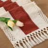 imageSocomi Boho Table Runner Macrame Fall Thanksgiving Farmhouse Woven Cotton Linen Rustic Coffee Table Runner with Tassels for Small Dresser Scarf Home Decor Dining Room 12x72 inch ChampagneTerracotta  Ivory