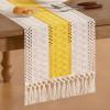 imageSocomi Boho Table Runner Macrame Fall Thanksgiving Farmhouse Woven Cotton Linen Rustic Coffee Table Runner with Tassels for Small Dresser Scarf Home Decor Dining Room 12x72 inch ChampagneYellow  Ivory