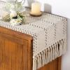 imageSocomi Boho Table Runner Macrame Fall Thanksgiving Farmhouse Woven Cotton Linen Rustic Coffee Table Runner with Tassels for Small Dresser Scarf Home Decor Dining Room 12x72 inch ChampagneBeige