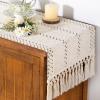 imageSocomi Boho Table Runner Macrame Fall Thanksgiving Farmhouse Woven Cotton Linen Rustic Coffee Table Runner with Tassels for Small Dresser Scarf Home Decor Dining Room 12x72 inch ChampagneCream