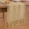 imageSocomi Boho Table Runner Macrame Fall Thanksgiving Farmhouse Woven Cotton Linen Rustic Coffee Table Runner with Tassels for Small Dresser Scarf Home Decor Dining Room 12x72 inch ChampagneChampagne