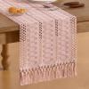 imageSocomi Boho Table Runner Macrame Fall Thanksgiving Farmhouse Woven Cotton Linen Rustic Coffee Table Runner with Tassels for Small Dresser Scarf Home Decor Dining Room 12x72 inch ChampagnePink1