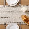 imageSocomi Boho Table Runner Macrame Fall Thanksgiving Farmhouse Woven Cotton Linen Rustic Coffee Table Runner with Tassels for Small Dresser Scarf Home Decor Dining Room 12x72 inch ChampagneBeige