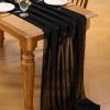 imageSocomi Emerald Green Chiffon Table Runner Fall Thanksgiving Boho Rustic 14ft 29x170 Inches Wedding Runner Sheer Romantic Bridal Shower DecorationsBlack