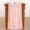 imageSocomi Emerald Green Chiffon Table Runner Fall Thanksgiving Boho Rustic 14ft 29x170 Inches Wedding Runner Sheer Romantic Bridal Shower DecorationsBlushing Pink