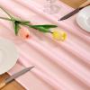 imageSocomi Emerald Green Chiffon Table Runner Fall Thanksgiving Boho Rustic 14ft 29x170 Inches Wedding Runner Sheer Romantic Bridal Shower DecorationsBlushing Pink