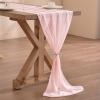 imageSocomi Emerald Green Chiffon Table Runner Fall Thanksgiving Boho Rustic 14ft 29x170 Inches Wedding Runner Sheer Romantic Bridal Shower DecorationsBlushing Pink