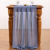 imageSocomi Emerald Green Chiffon Table Runner Fall Thanksgiving Boho Rustic 14ft 29x170 Inches Wedding Runner Sheer Romantic Bridal Shower DecorationsDusty Blue