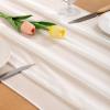 imageSocomi Emerald Green Chiffon Table Runner Fall Thanksgiving Boho Rustic 14ft 29x170 Inches Wedding Runner Sheer Romantic Bridal Shower DecorationsIvory