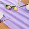 imageSocomi Emerald Green Chiffon Table Runner Fall Thanksgiving Boho Rustic 14ft 29x170 Inches Wedding Runner Sheer Romantic Bridal Shower DecorationsLilac