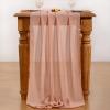imageSocomi Emerald Green Chiffon Table Runner Fall Thanksgiving Boho Rustic 14ft 29x170 Inches Wedding Runner Sheer Romantic Bridal Shower DecorationsRose Gold