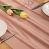 imageSocomi Emerald Green Chiffon Table Runner Fall Thanksgiving Boho Rustic 14ft 29x170 Inches Wedding Runner Sheer Romantic Bridal Shower DecorationsRose Gold