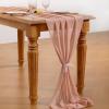 imageSocomi Emerald Green Chiffon Table Runner Fall Thanksgiving Boho Rustic 14ft 29x170 Inches Wedding Runner Sheer Romantic Bridal Shower DecorationsRose Gold