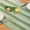 imageSocomi Emerald Green Chiffon Table Runner Fall Thanksgiving Boho Rustic 14ft 29x170 Inches Wedding Runner Sheer Romantic Bridal Shower DecorationsSage Green