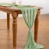 imageSocomi Emerald Green Chiffon Table Runner Fall Thanksgiving Boho Rustic 14ft 29x170 Inches Wedding Runner Sheer Romantic Bridal Shower DecorationsSage Green