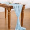 imageSocomi Emerald Green Chiffon Table Runner Fall Thanksgiving Boho Rustic 14ft 29x170 Inches Wedding Runner Sheer Romantic Bridal Shower DecorationsSky Blue