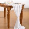 imageSocomi Emerald Green Chiffon Table Runner Fall Thanksgiving Boho Rustic 14ft 29x170 Inches Wedding Runner Sheer Romantic Bridal Shower DecorationsWhite