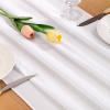 imageSocomi Emerald Green Chiffon Table Runner Fall Thanksgiving Boho Rustic 14ft 29x170 Inches Wedding Runner Sheer Romantic Bridal Shower DecorationsWhite