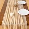 imageSocomi Fall Thanksgiving Table Runner Diamond Cheesecloth Gauze 120 Inch Rustic Boho Cheese Cloth Runner for Wedding Party Baby Bridal Shower Decoration Holiday Home DecorationsBeige
