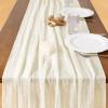 imageSocomi Fall Thanksgiving Table Runner Diamond Cheesecloth Gauze 120 Inch Rustic Boho Cheese Cloth Runner for Wedding Party Baby Bridal Shower Decoration Holiday Home DecorationsIvory