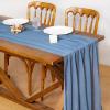 imageSocomi Fall Thanksgiving Table Runner Diamond Cheesecloth Gauze 120 Inch Rustic Boho Cheese Cloth Runner for Wedding Party Baby Bridal Shower Decoration Holiday Home DecorationsDusty Blue
