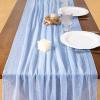 imageSocomi Fall Thanksgiving Table Runner Diamond Cheesecloth Gauze 120 Inch Rustic Boho Cheese Cloth Runner for Wedding Party Baby Bridal Shower Decoration Holiday Home DecorationsBlue