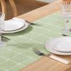 imageSocomi Farmhouse Macrame Plaid Coffee Table Runner  72x13 inches Cotton Rustic Fall Thanksgiving Table Runner with Tassels for Boho Home Decor in Emerald GreenSage Green