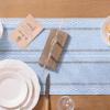 imageSocomi Farmhouse Table Runner 48 inches Macrame Woven Coffee Table Runner Cotton Rustic Fall Thanksgiving Table Runner with Tassels for Boho Home Decor Living Dining Room 13x48 inches BlueBlue