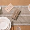 imageSocomi Farmhouse Table Runner 48 inches Macrame Woven Coffee Table Runner Cotton Rustic Fall Thanksgiving Table Runner with Tassels for Boho Home Decor Living Dining Room 13x48 inches BlueNude